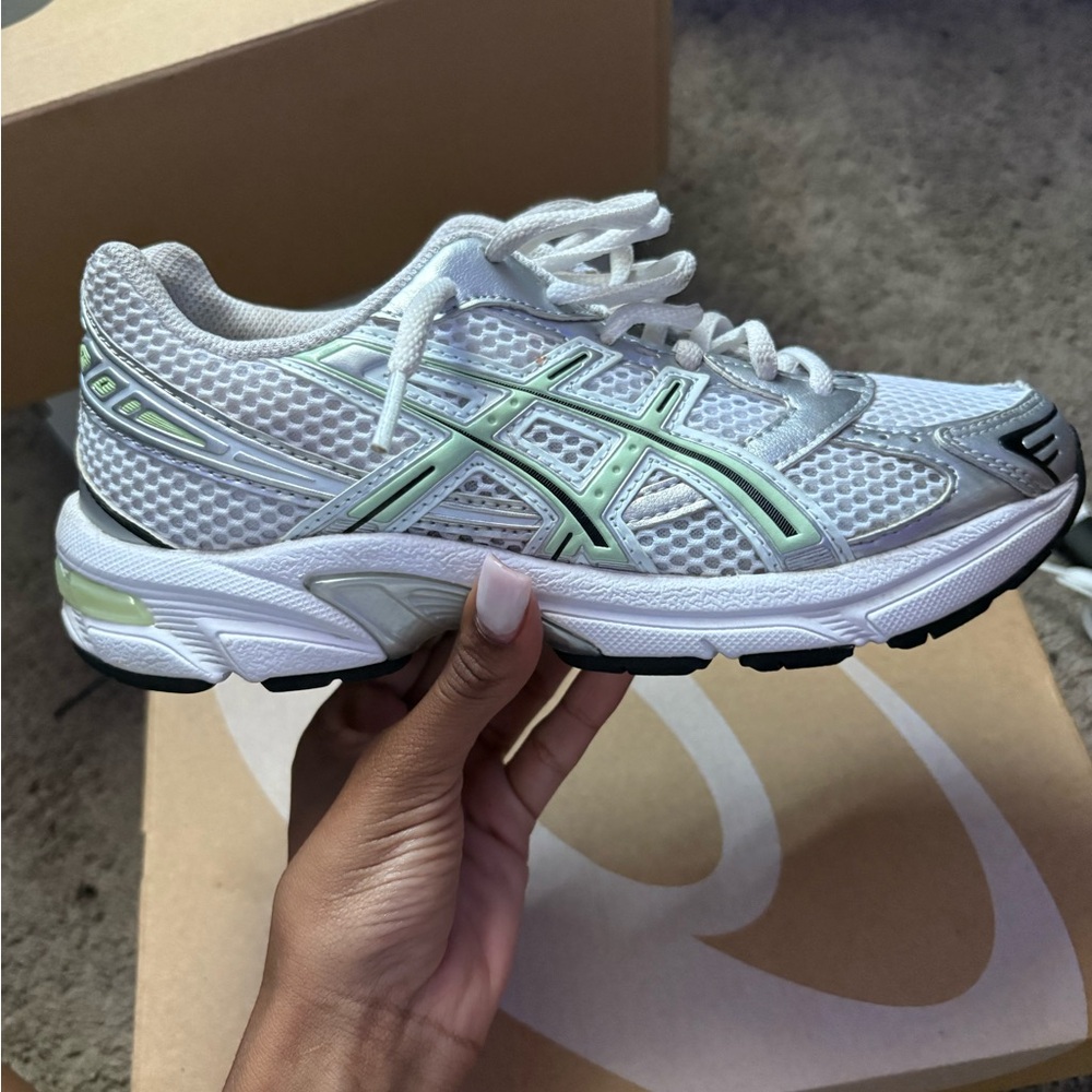 ASICS Women's White and Light Green Sneakers